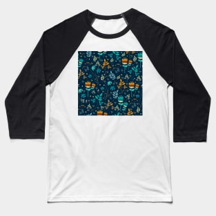 Floral Night Pattern | Urban Finery Baseball T-Shirt